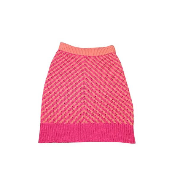 For Love & Lemons Chevron Knit Mini Skirt Pink & Orange XL - Picture 7 of 8